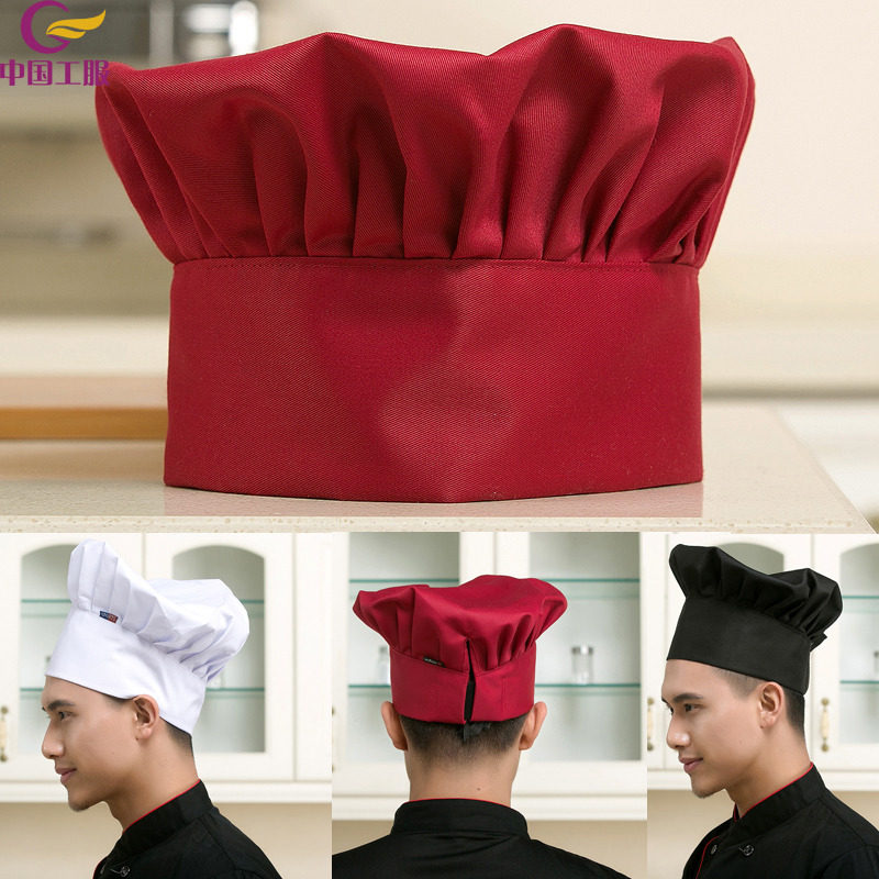 涤棉厨师帽 酒店饭店餐厅服务员工作帽厨房帽子厨师工作帽 蘑菇帽