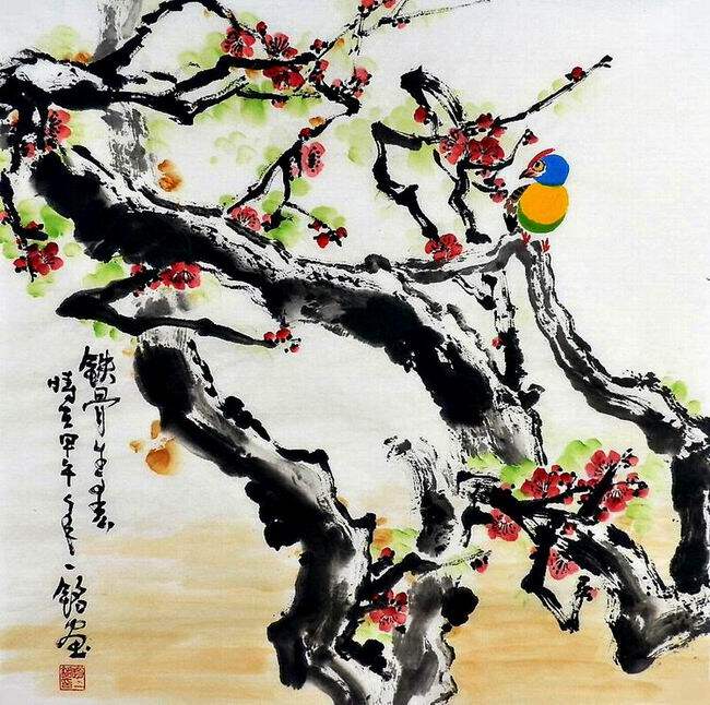 平民画院纯手绘E020806赵一铭四尺斗方国画花鸟 铁骨66 66