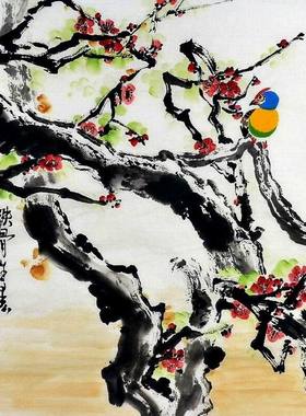 平民画院纯手绘E020806赵一铭四尺斗方国画花鸟 铁骨66 66