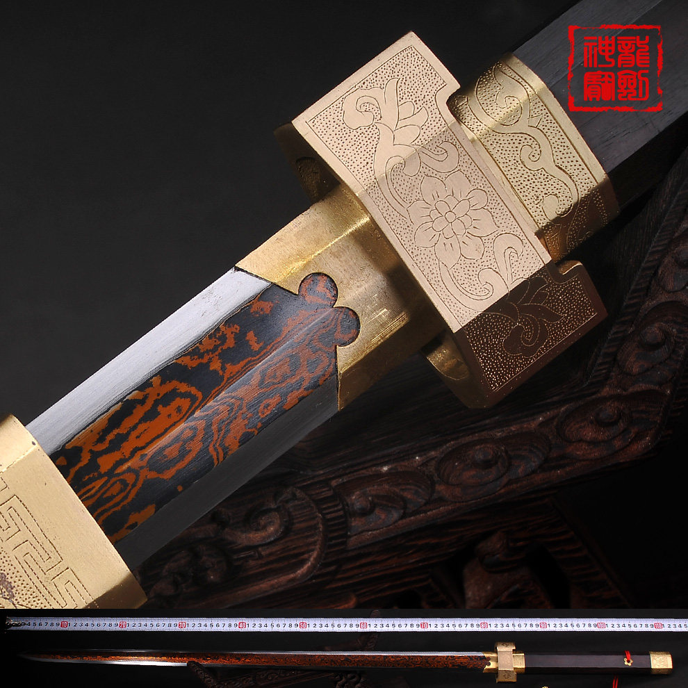 纯手工刀剑龙泉神龙宝剑工布秦王剑百炼花纹钢硬剑镇宅宝剑未开刃