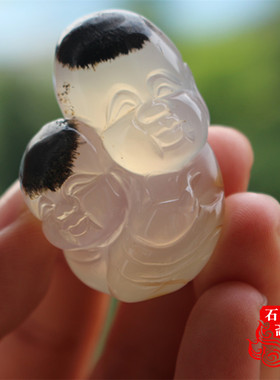 原色海洋玉髓手把件玛瑙送礼吊坠