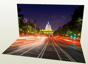 美国纽约华盛顿白宫 公路 道路 马路 背景纸 车模汽车场景模型