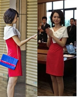大蝴蝶结拼接修身 港风韩版 甜美戚薇明星同款 2022夏季 连衣裙 新款