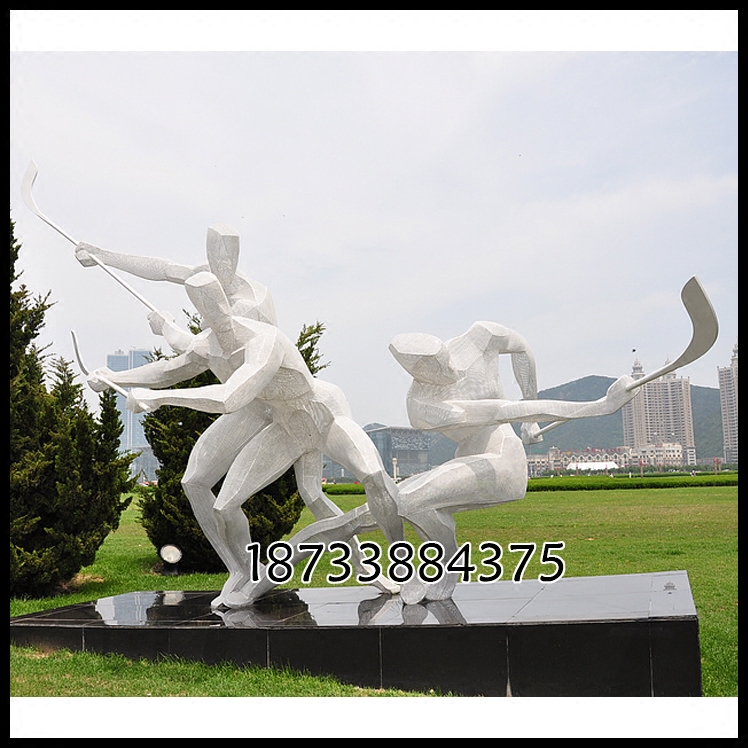 定制不锈钢抽象打球比赛体育运动人物艺术雕塑校园广场景观雕塑