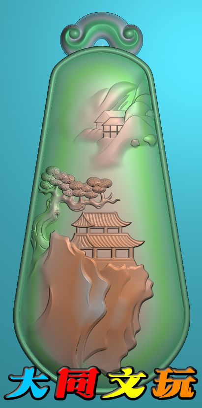 电脑雕刻图 精雕图 浮雕图 灰度图 JDP BMP 仿古楼阁山水