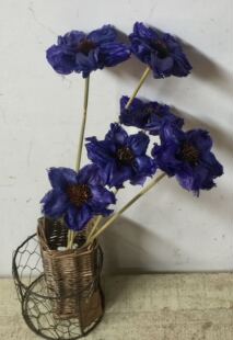 乡村花艺天然干花叶脉蓝葵花DIY花束插花素材艺术花卉满10枝包邮