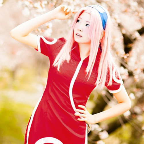 火影忍者cos衣服 一代春野樱 火影小樱旗袍cosplay 服装女装
