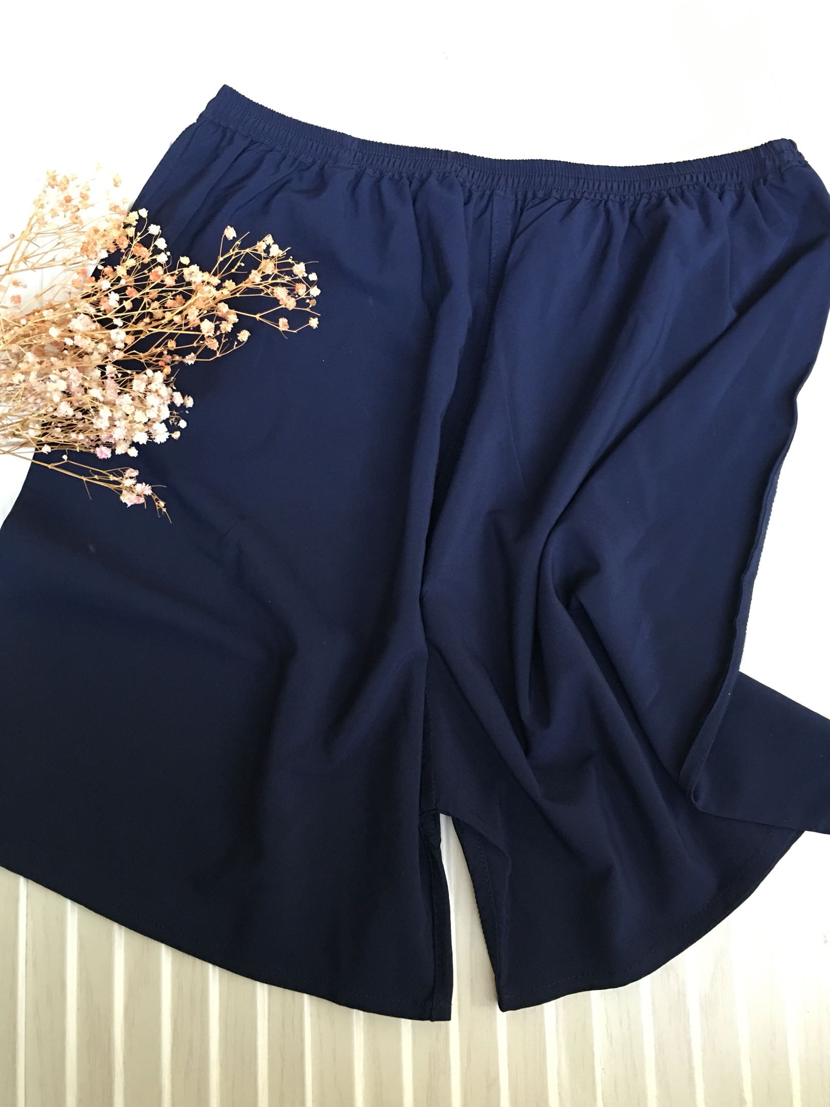 桑蚕丝真丝男士家居短裤/沙滩裤 双绉好料 藏蓝色