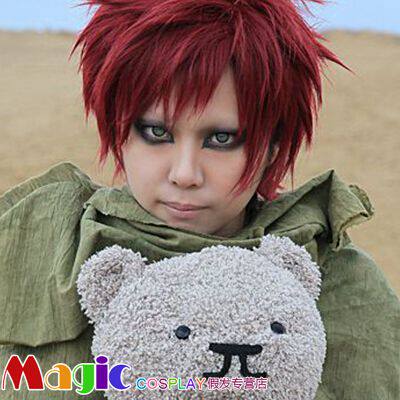 cosplay假发 酒红色反翘短发 火影 我爱罗 浅月香介 丹羽大助