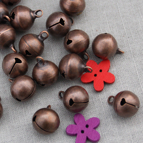 铜铃 复古饰品红铜色圆铃铛1.2cm 1个价 哑铃摔一下就好了