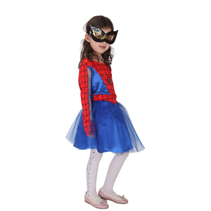 万圣节儿童服装女童cosplay蜘蛛侠衣服粉蜘蛛女侠裙子扮演服装