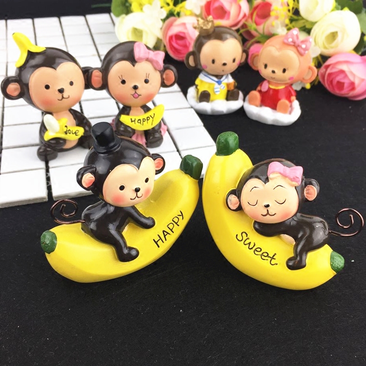 烘焙装饰 创意摆件 情景生日蛋糕 皇冠情侣 可爱生肖香蕉小猴子
