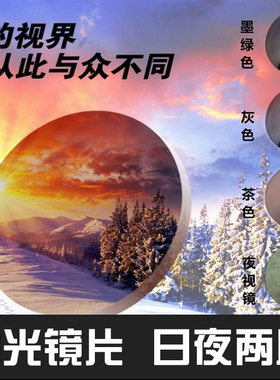 轻薄树脂近视偏光太阳镜片 黑灰茶墨镜镜片 偏光夜视镜片日夜两用
