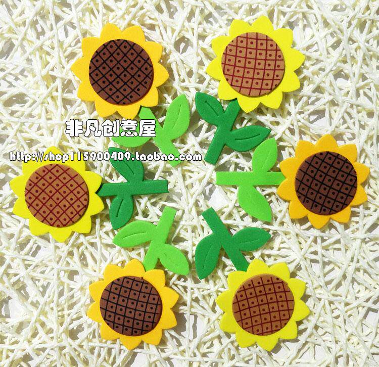 Kindergarten classroom wall decorations Scene layout Environmental decoration foam flower stickers EVA sunflower florets