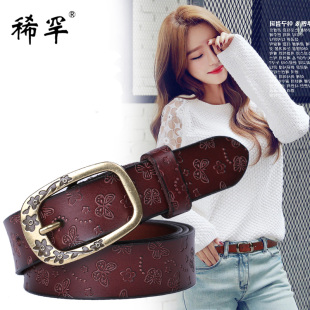 带宽 饰牛仔裤 复古女士皮带真皮韩版 休闲百搭针扣牛皮腰带宽学生装