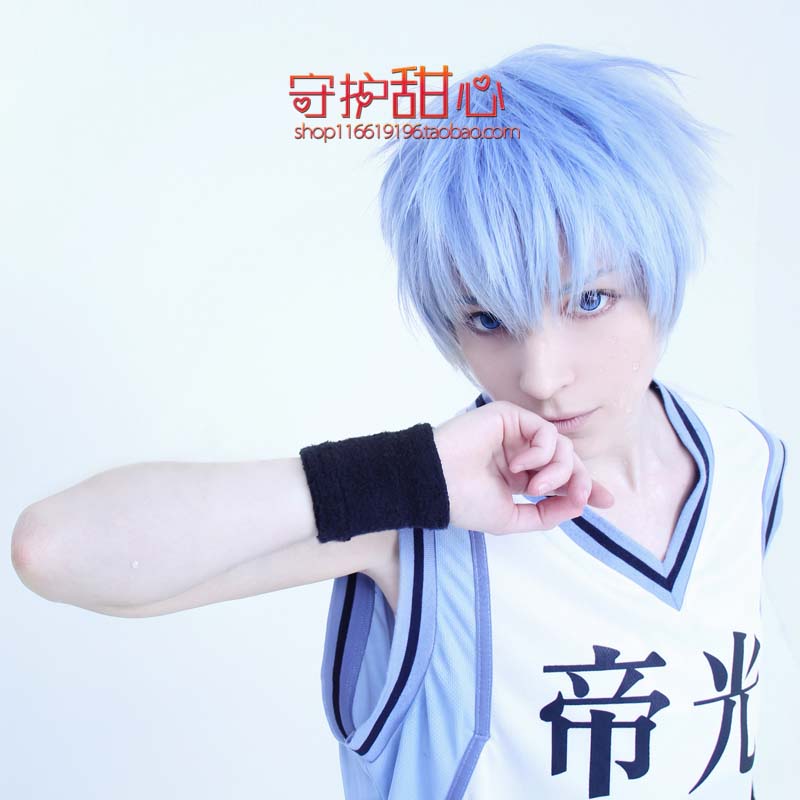 守护甜心黑子的篮球/冰蓝色翻翘短发/黑子哲也假毛cosplay假发