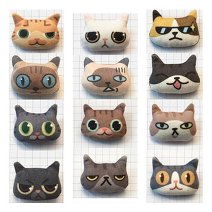 新款猫头胸针可爱立体猫咪喵星人纯棉女士卡通胸饰衣服别针挂件