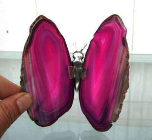 天然水晶花片267玛瑙切片蝴蝶摆件原石11厘米灯饰玉髓蝴蝶电视墙