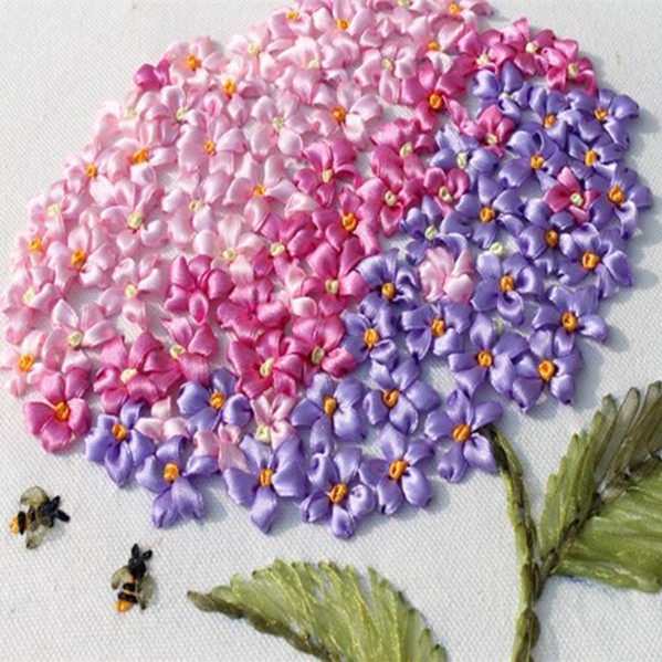 新手入门新款丝带绣精美小挂画 幸福绣球 卧室立体花卉十字绣包邮