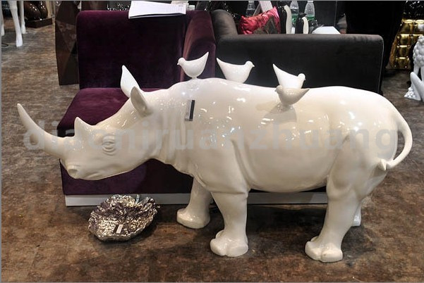 帝傲霓家居 大犀牛网红标志 雕塑 装饰品后现代个性潮牌家居鸟儿