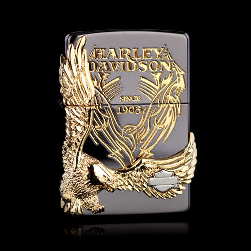 美国原装正品 ZIPPO打火机 黑冰镀金 大侧鹰 王者归来 专柜正版