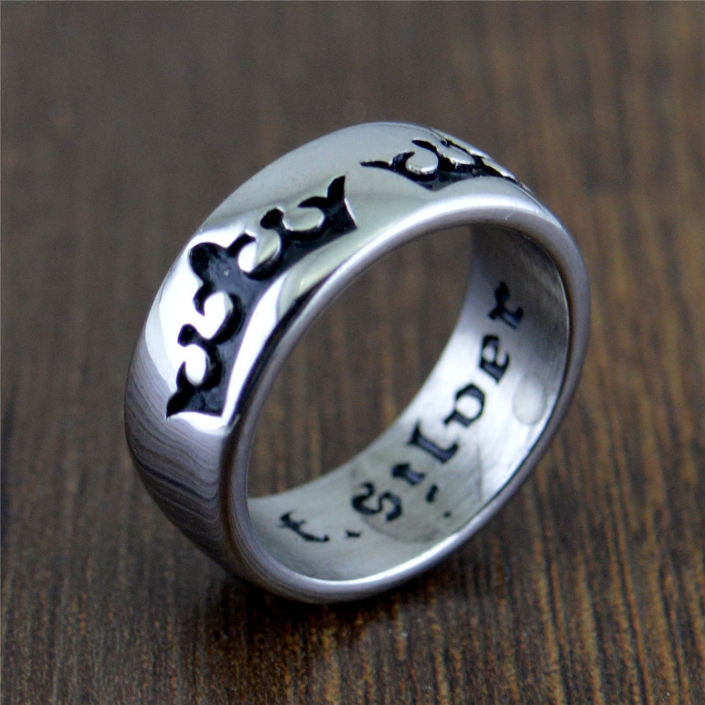 外贸饰品 欧美钛钢复古皇冠图标戒指男士指环礼物str227