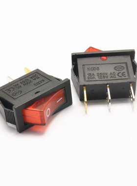 KCD3-101N KCD2船型开关15A/250V 红色带灯 翘板开关 3脚2档 10个