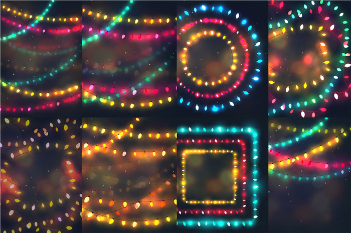 A1913矢量夜晚灯光霓虹灯彩灯图案非实物 AI设计素材