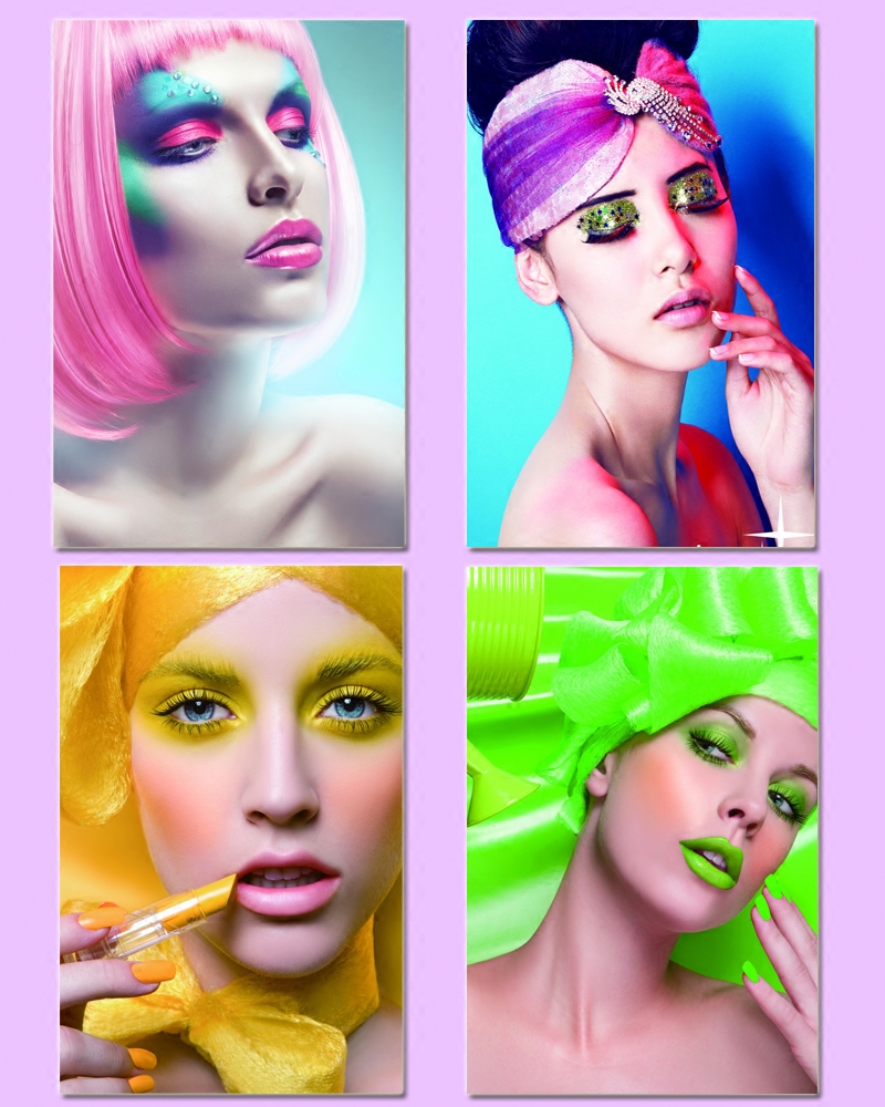 彩虹妆容挂画创意个性彩妆新娘造型装饰画壁画影楼美女彩妆工作室