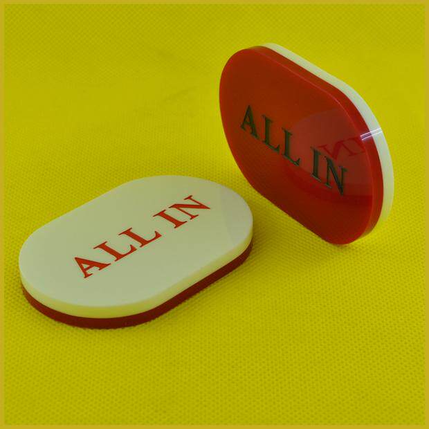 椭圆形all in牌 正反不同色 正面白色 反面红色 正反面如图