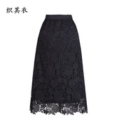 半身小a长裙 2025秋冬加绒保暖小众高端轻奢通勤遮跨显瘦蕾丝大码