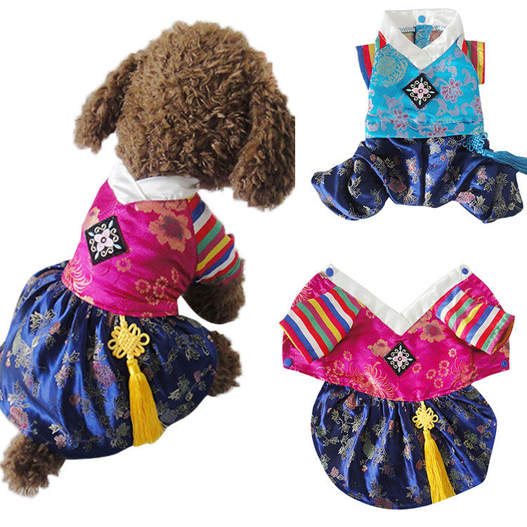 2019宠物狗衣服传统绣花韩服春夏装丝绸刺绣泰迪博美小型犬狗衣服在类目 宠物/宠物食品及用品, 宠物服饰及配件, 宠物服装/雨衣中 - 来自Buy2taobao.com提供专业的淘宝代购服务