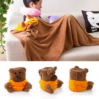 Lightning Bird Winter Cartoon Bear Office Napping Giải trí Chăn Coral Velvet Lazy Lazy Chăn Chăn Mục đích kép - Ném / Chăn chăn lông cừu trẻ em