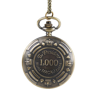 怀表6009 复古筹码 图案古铜色怀表 大号双面浮雕筹码