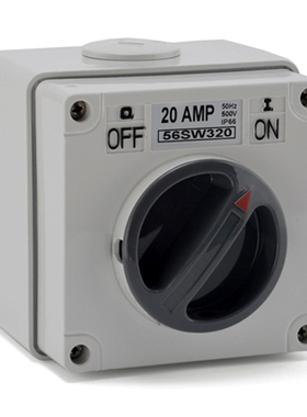 56SW320方形工业防水开关3P20A户外防暴雨旋钮电源开关IP66