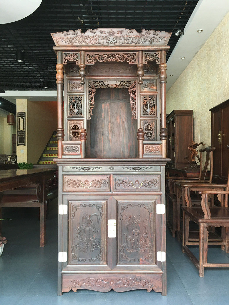 天香倾城 老挝大红酸枝佛龛交趾黄檀神龛红木家具实木立柜神台