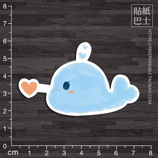 软萌小鲸鱼 可爱卡通手账贴纸 行李箱拉杆箱贴纸车贴墙贴 Q134