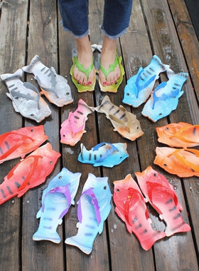 女生社会拖鞋个性鱼形创意鲤鱼鞋子全家亲子鞋咸鱼拖鞋男女情侣款