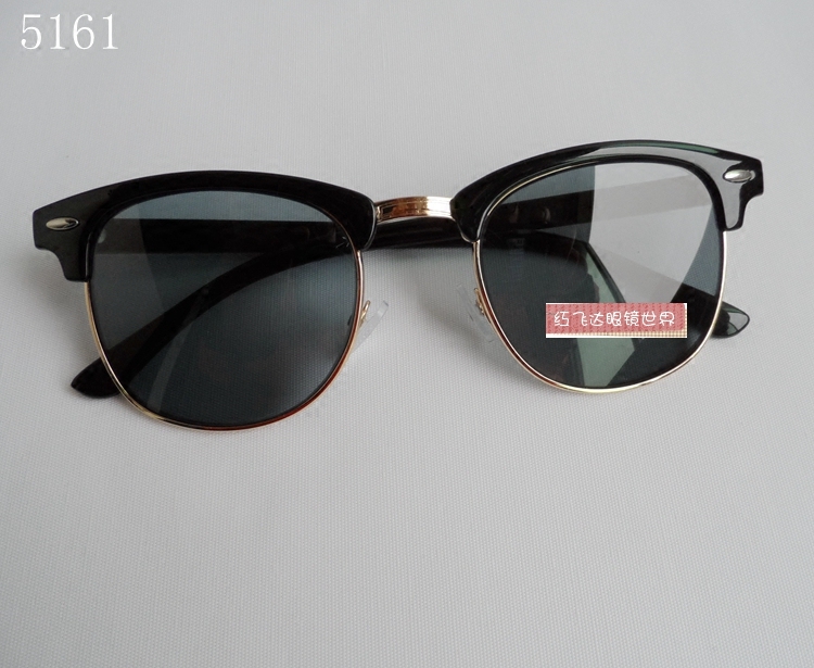 亮黑金色半圆框配远视/老花太阳镜墨镜100/150/200/225/350度男女