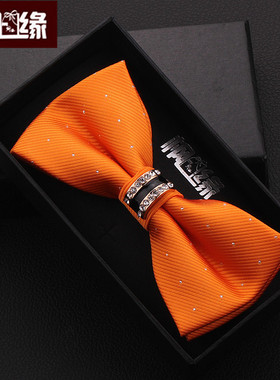 bow tie韩版领结男士新郎结婚橙色镶钻时尚英伦正装蝴蝶结领结