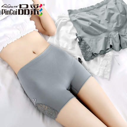 品彩夏打底安全裤提臀收腹防走光蕾丝无痕短裤平角内裤女薄款大码