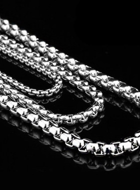 欧美银色钛钢通用盒子链