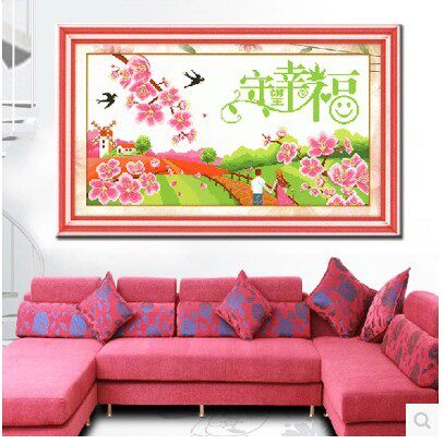 印花十字绣刺绣守望通往幸福的路幸福之家 爱情客厅大幅新款线绣