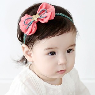 F070韩国进口雪纺蝴蝶结公主发带 女宝宝百日拍照头饰 婴儿童发圈