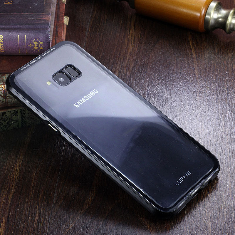 Luphie iGlass Airframe Aluminum Bumper Air Barrier Tempered Glass Back Case Cover for Samsung Galaxy S8 Plus & Galaxy S8