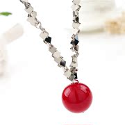 Love ornament balls in Europe and Joker simple accessories decorative pendant long necklace women sweater chain jewelry package mail