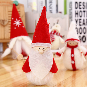 圣诞装饰品 11cm毛绒布艺圣诞雪人桌面装饰雪橇老人摆设品