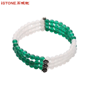 Jade stone quartzite green agate bracelet coil multi-layer female