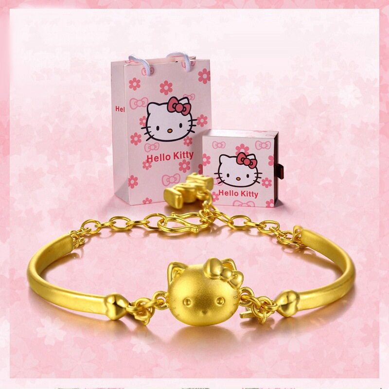 925 Gold-plated bracelet KT Cat 3D Hard Gold Hello Kitty Bracelet Transfer bead Female models Dr. Peach Jewelryin the Accessories/Fashion Jewelry, Bracelets  category - from Buy2taobao.com to provide professional Taobao agent buy service