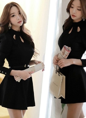 大码性感伪娘连衣裙套装初学者男用夜店反串修身长袖女装大佬衣服